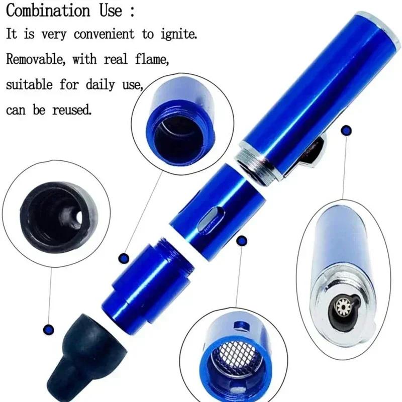 Briquet d'aromathérapie multifonctionnel pratique en alliage d'aluminium en métal avec embout de tuyau et accessoires petit outil (sans gaz)