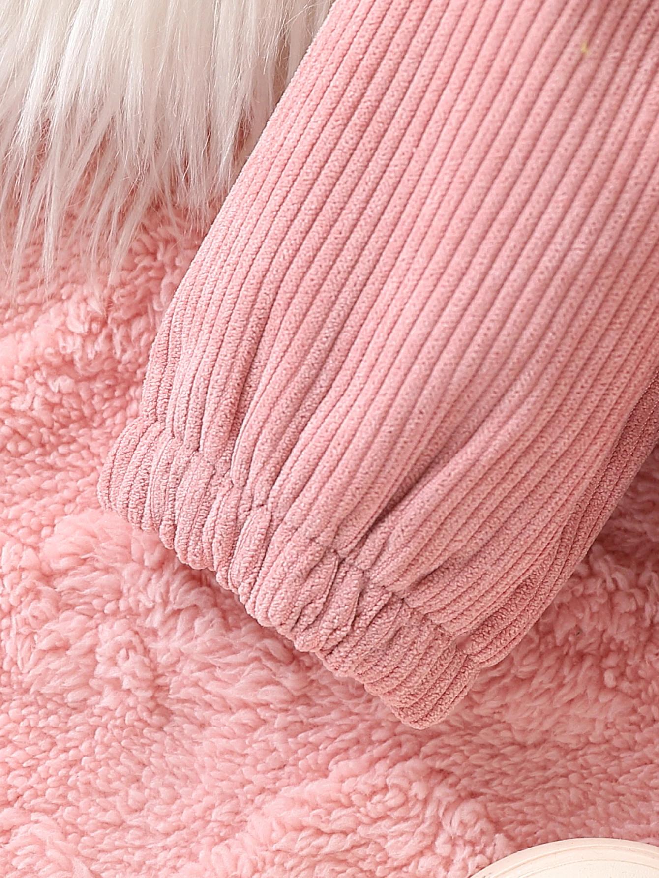 Veste bébé fille velours côtelé douce à capuche - Vêtement chaud automne hiver pour nouveau-né
