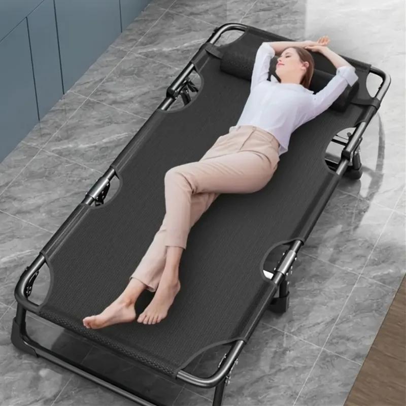 Lit pliant portable d'extérieur et chaise longue avec appui-tête
