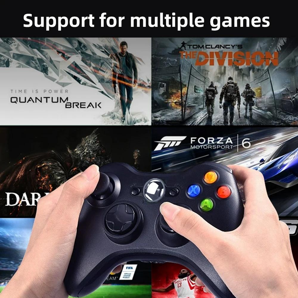 Manette de jeu filaire 360, contrôleur de jeu filaire pour PC compatible Steam et adaptable aux systèmes Win7/8/10/11, compatible 360 Slim, moteur intégré