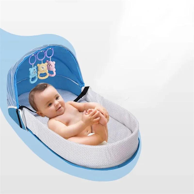 Lit de bébé berceau pratique pliant Anti-écrasement lit central avec moustiquaire matelas confortable