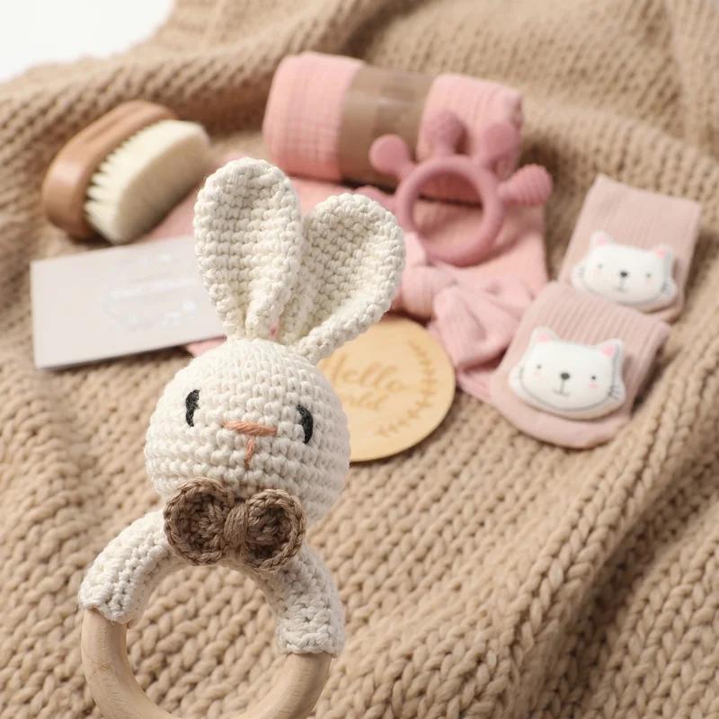 Coffret cadeau naissance 7 pièces : couverture bébé coton double face