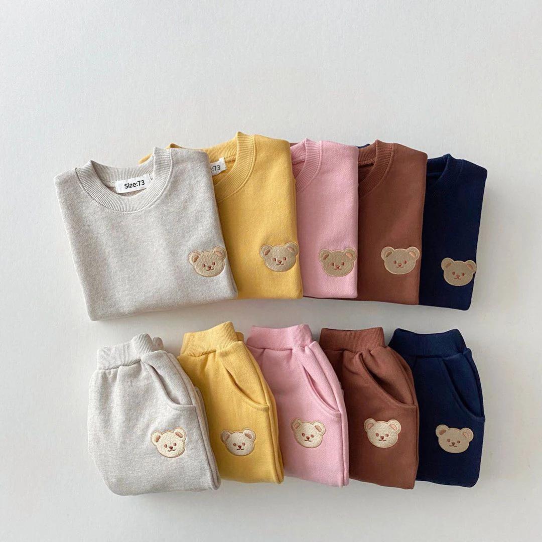 Ensemble sport bébé ours sweat pantalon 2 pièces - Vêtements automne enfants bas âge garçons filles confortables