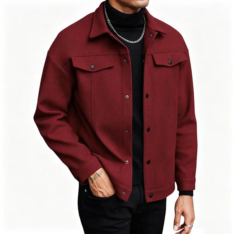 Veste courte en laine à col pour homme