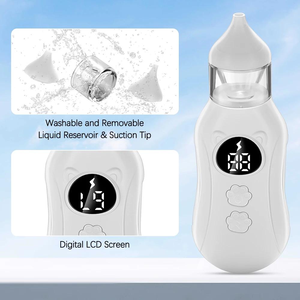 Aspirateur nasal électrique bébé rechargeable 9 niveaux - Nettoyeur nez à faible bruit pour mucus nourrissons