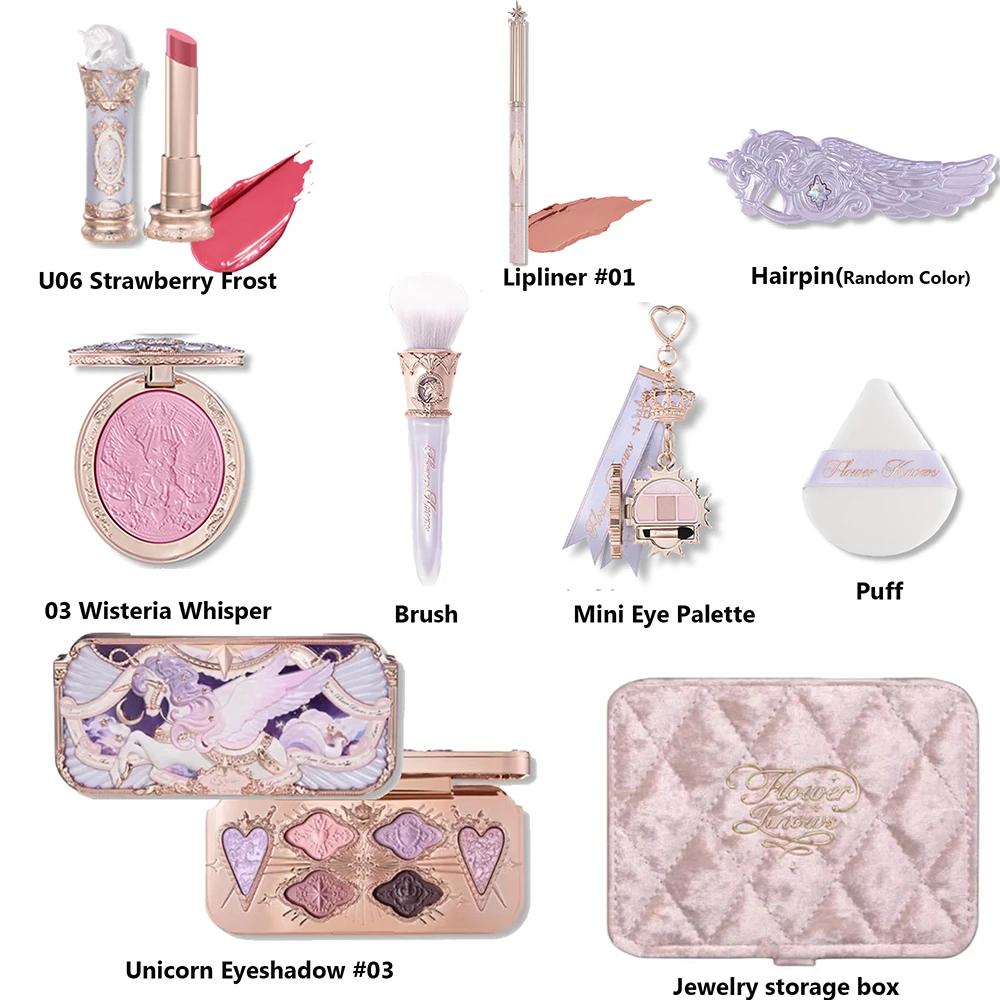 Coffret Cadeau Tout-en-un Flower Knows Strawberry Rococo : Kit Maquillage Professionnel Complet avec Miroir de Jardin