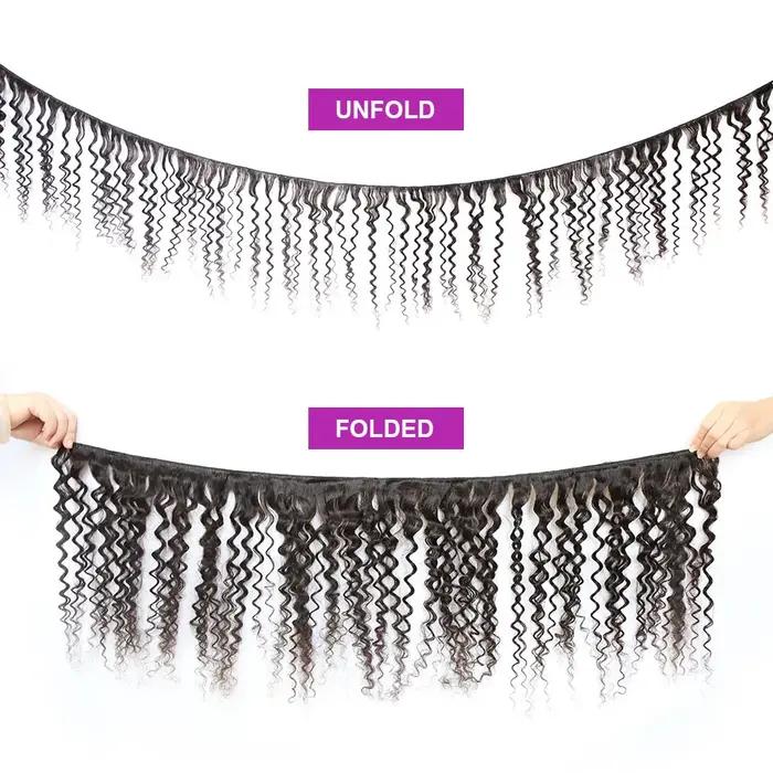 Vingin-Tissage de cheveux brésiliens bouclés afro crépus, vague d'eau, faisceaux de cheveux humains,