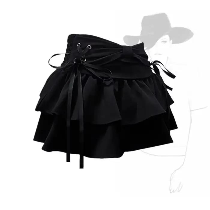 Mini jupe en jean gothique pour femmes, Streetwear américain, Vêtements sexy, Ligne A, Vintage, Noeu