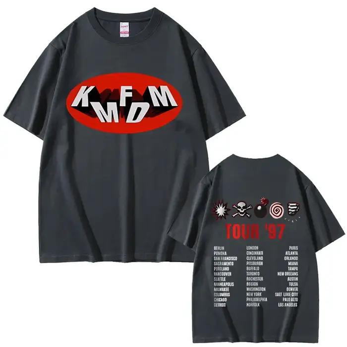 Rock Band Kmfdm Tour 97 T-shirt imprimé graphique été hommes femmes Vintage gothique Punk Streetwear
