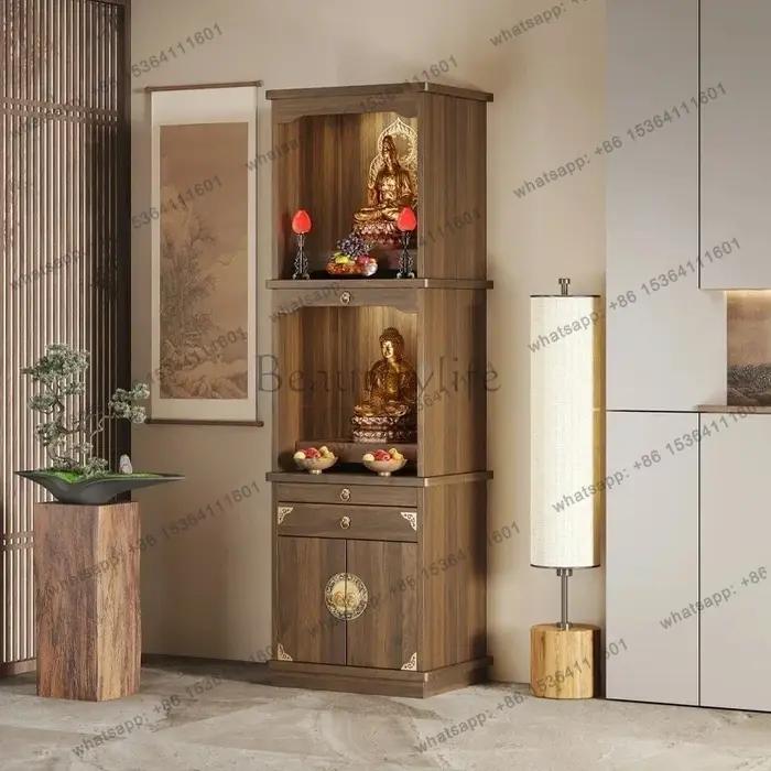 Yj7 – niche bouddhiste en bois massif, armoire verticale chinoise, table de offrant à trois couches,