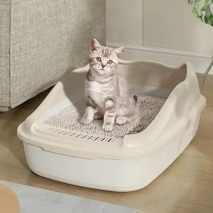 Bac à litière pour chat, bac à sable de petite taille pour toilettes anti-éclaboussures pour chat