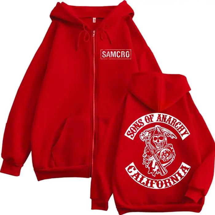 Sons of Anarchy – sweat à capuche avec fermeture éclair imprimée Double face pour hommes et femmes,