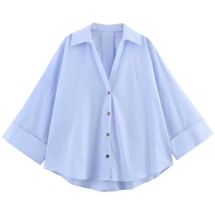 HXAO 2025 chemise femme été culture chemises et chemisiers surdimensionnés blanc bleu Rose marron ch