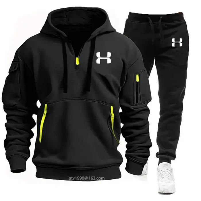 Sweat à capuche à manches longues et pantalon de sport et de loisirs pour hommes, combinaison de jog