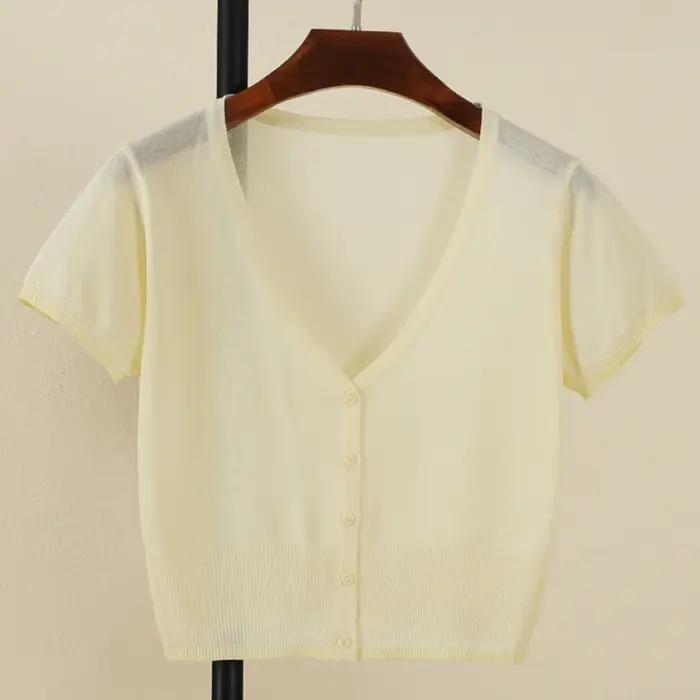 cardigan femme court haut ete légère manteau protection solaire korean style gilet maille tricot fem