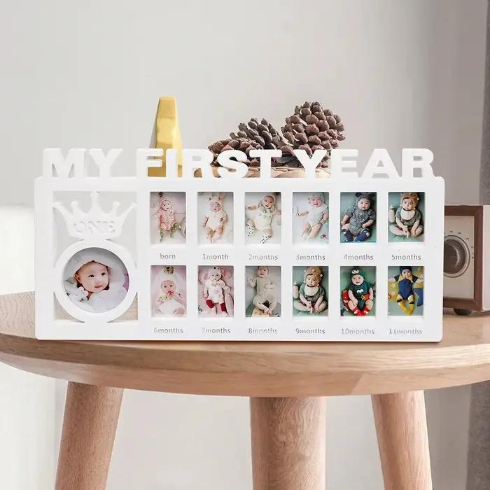 Cadre souvenir bébé 0 à 12 mois - Cadeau mémoire première année avec photos