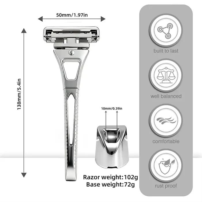 Shavcooo Glide Pro 4D rasoir de sécurité tête rotative en acier inoxydable rasoir pour homme avec su