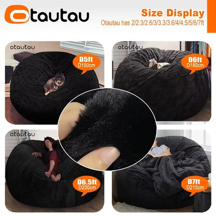 Housse de pouf géante en fausse fourrure de lapin ultra-douce OTAUTAU 5 pieds, pour l'hiver et Noël,