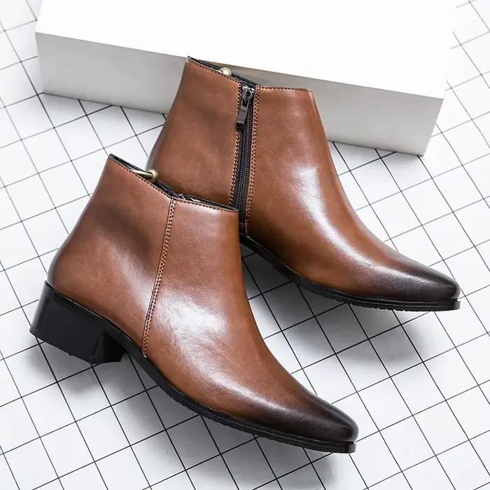 Bottines Chelsea classiques noires pour hommes, bottines en cuir à bout pointu de Style britannique,