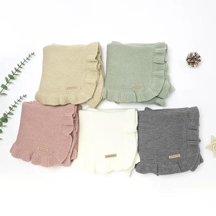 Couvertures tricotées pour bébé garçon, literie de berceau, couette à carreaux pour filles, 90x70cm,