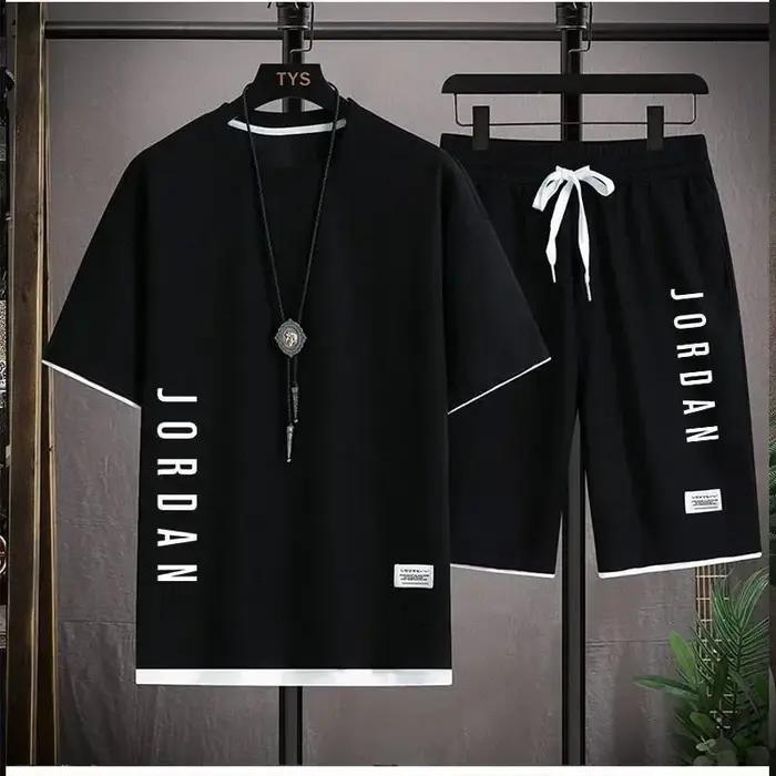 Ensemble de sport pour hommes, t-shirt décontracté imprimé JORDAN + short, ensemble de course à pied