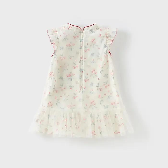 Dave Bella robes pour enfants printemps automne filles douce maille jupe Style chinois vêtements d'e