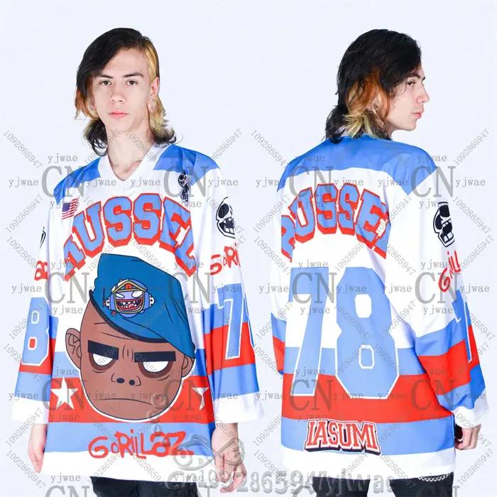 Nouveau T-shirt décontracté à manches longues GORILLAZ 2026, col en V, coupe ample et tendance, styl