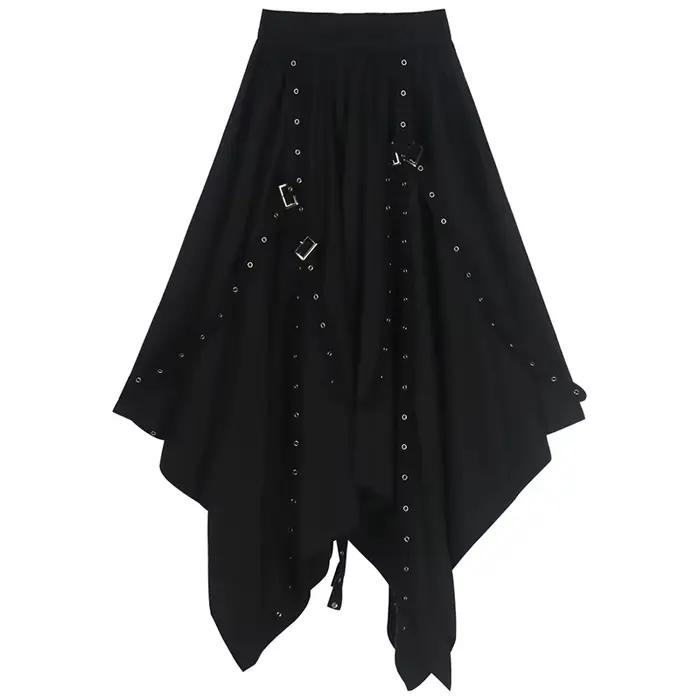 Jupe noire Harajuku pour femmes, Steampunk, gothique, Vintage, victorien, gitane, Hippie, fête Y2k,