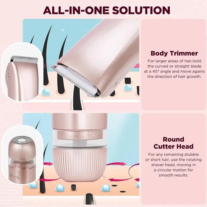 Rasoirs électriques pour femmes 2 en 1, tondeuse bikini rechargeable, épilateur corporel indolore po
