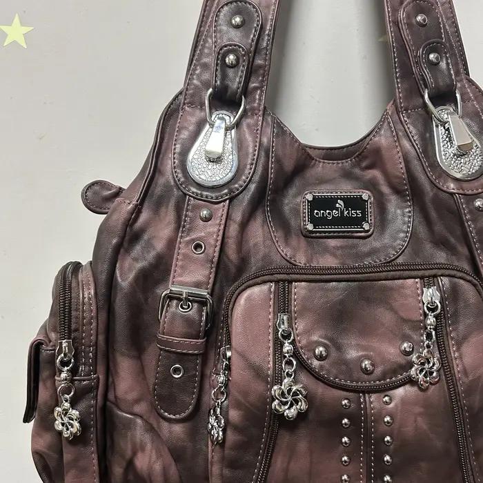 Sac vintage pour femmes, sacs à main tendance en cuir PU, sacs à bandoulière, sacs fourre-tout grand