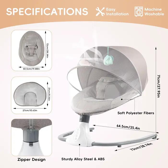 Berceau à bascule pour bébé, 4 vitesses, électrique, chaise à bascule, lit avec télécommande, panier