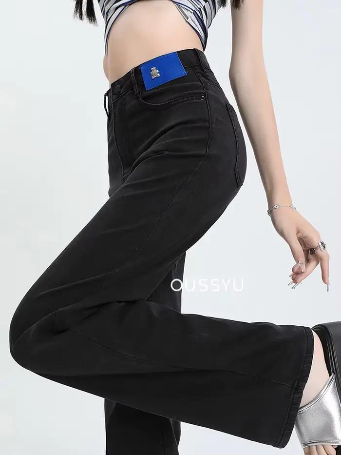 Jean Lyocell doux pour femmes, bleu, kaki, blanc, taille haute, droit, jambes larges, pantalon en De