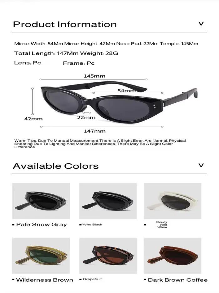 Lunettes ovales minimalistes œil de chat pour femmes, lunettes de soleil pliantes d'extérieur, ombra