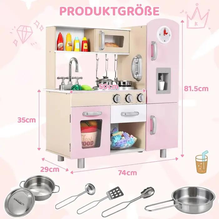 Ensemble de cuisine de jeu en bois, cuisine de jeu de simulation avec lumières et sons pour enfants