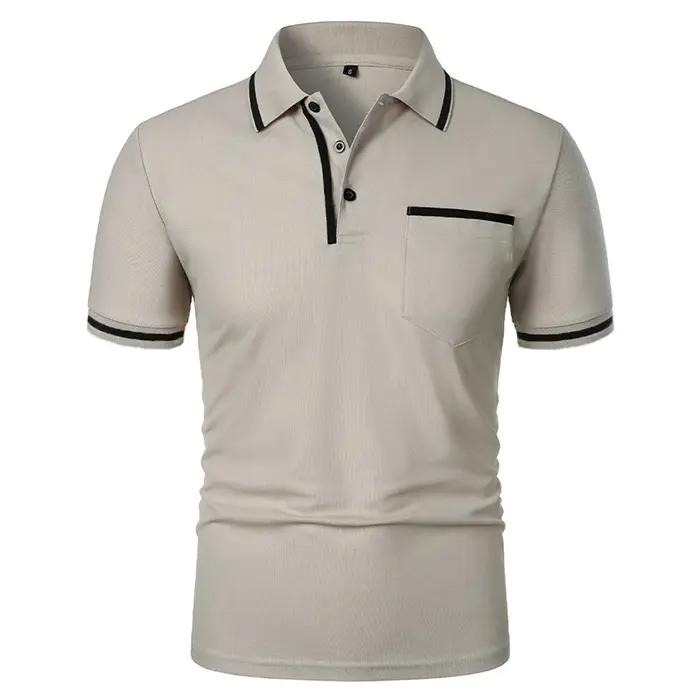 Nouveaux hommes à manches courtes polos couleur unie t-shirt style décontracté été à la mode respira
