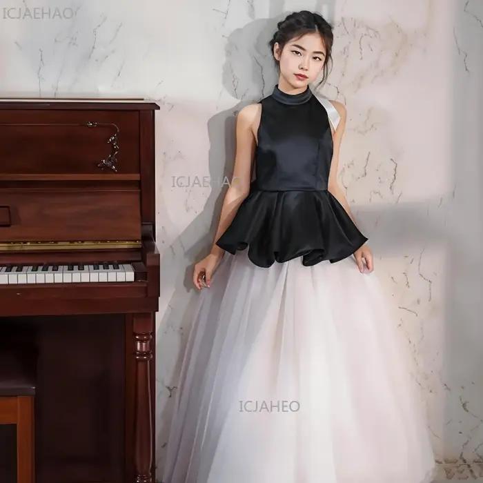 Nouvelle Robe de Soirée Noire pour Filles, Robe de Princesse pour Fête, Spectacle, Anniversaire, Ten