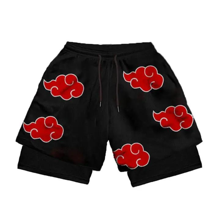 Short de Performance Anime 2 en 1 pour hommes et femmes, Short de sport, Manga, impression 3D, maill