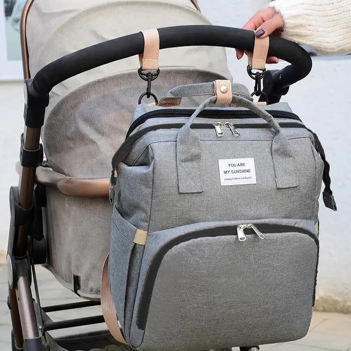 Sac à couches de lit pliable avec station à langer, poche isolée et grande capacité, sac multifoncti