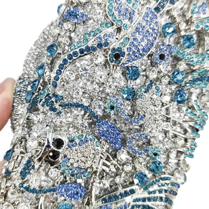 Pochette en cristal bleu clair pour femme, sac à main en biscuits, sac de soirée, patients de mariag