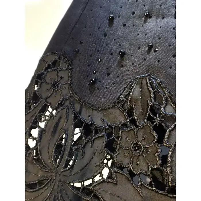 Nouveau été Denim Patchwork crochet fleur dentelle creuse jambe droite jambe large pantalon décontra