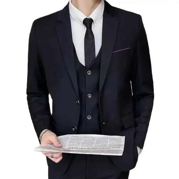 Costume (Blazer + gilet + pantalon) pour hommes, mode décontractée, extérieur, pour hommes d'affaire