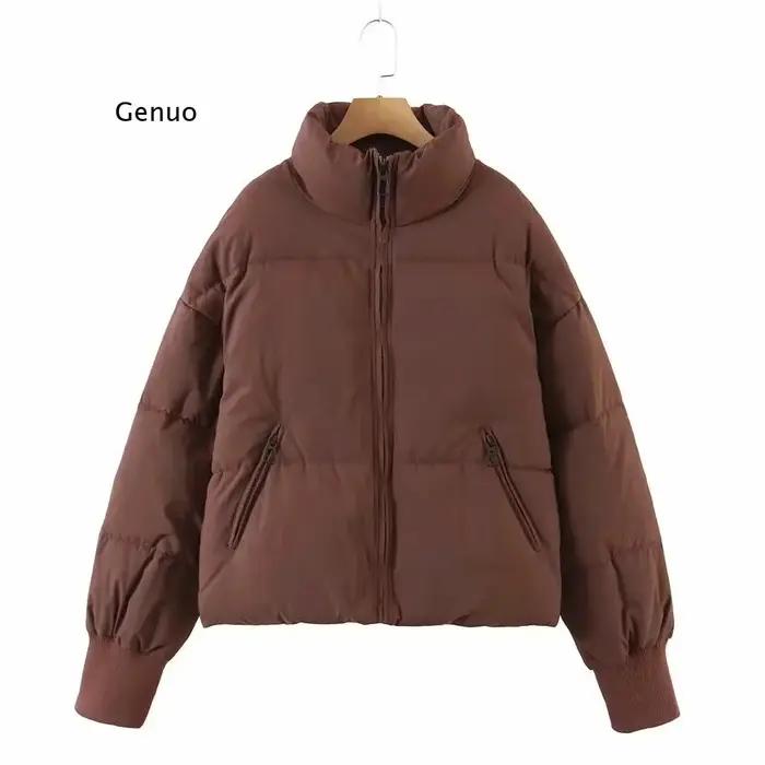 Veste épaisse rembourrée à col montant pour Femme, parka surdimensionnée, à la mode, Style Preppy, h