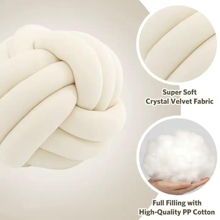 Art Decor Knot Ball Throw Pillow Fait à la main en velours doux Grand coussin Moderne et confortable