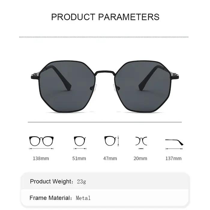 Lunettes de soleil classiques à monture géométrique et ronde en métal, 2 pièces, à la mode, pour déc