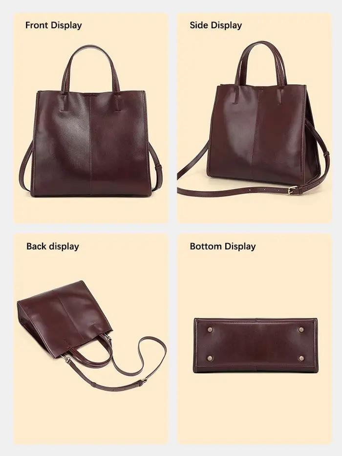 Zency – sac à bandoulière en cuir véritable pour femmes, sac à main de luxe décontracté de grande ca