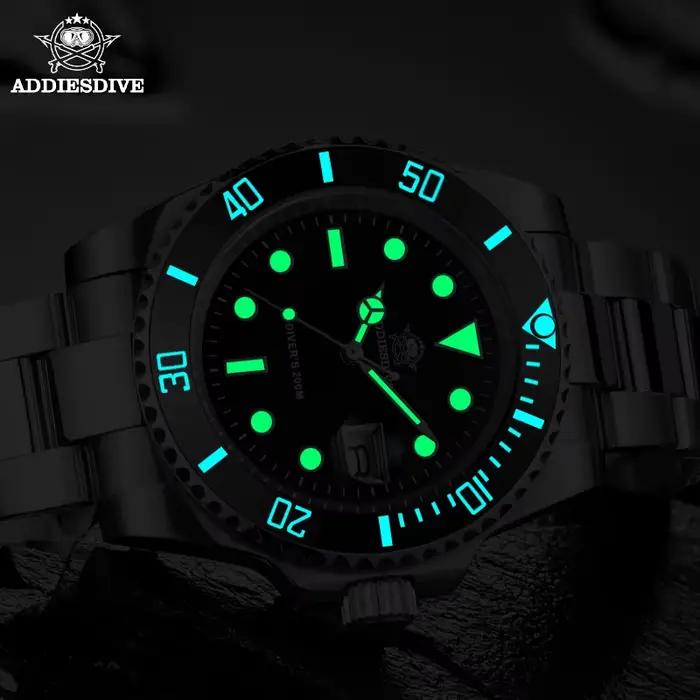 ADDIESDIVE montre classique pour hommes avec lunette en céramique 200 m montre à quartz décontractée