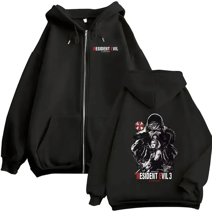 Sweat-shirt à capuche à fermeture éclair Resident Evil 4, pour fans du jeu CAPCOM, pull-over rétro à