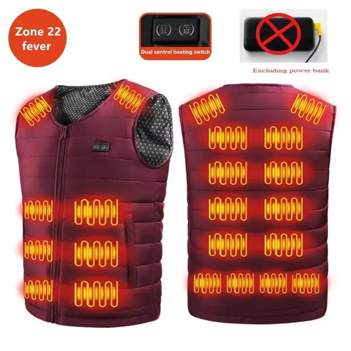Nouveau hiver unisexe col en v 22 zones résistant à la chaleur gilet chaud personnes d'âge moyen et