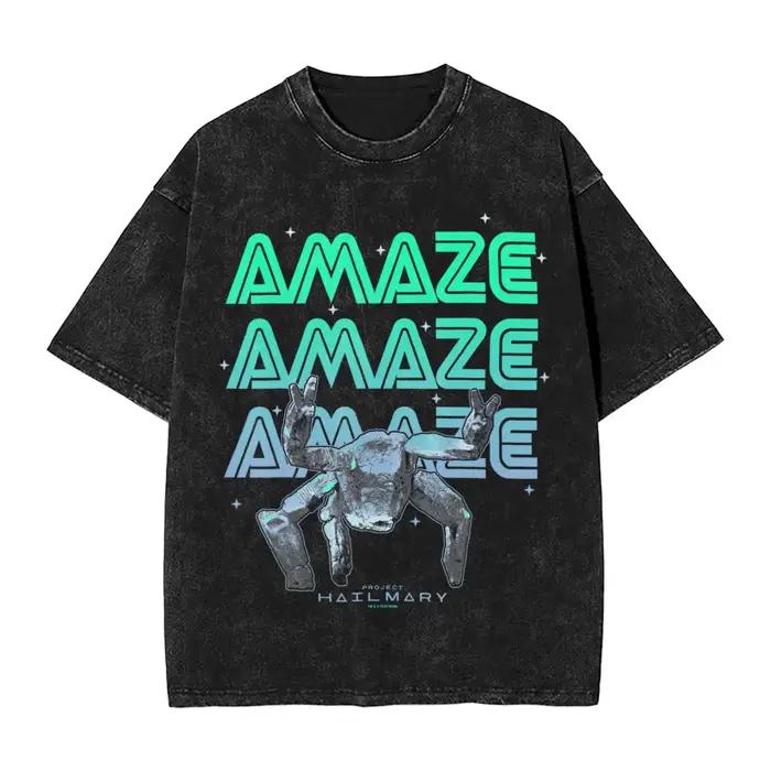 Men Project Hail Mary Rocky The Alien Distressed Portrait T-shirts, vêtements de plage, Y2K, t-s