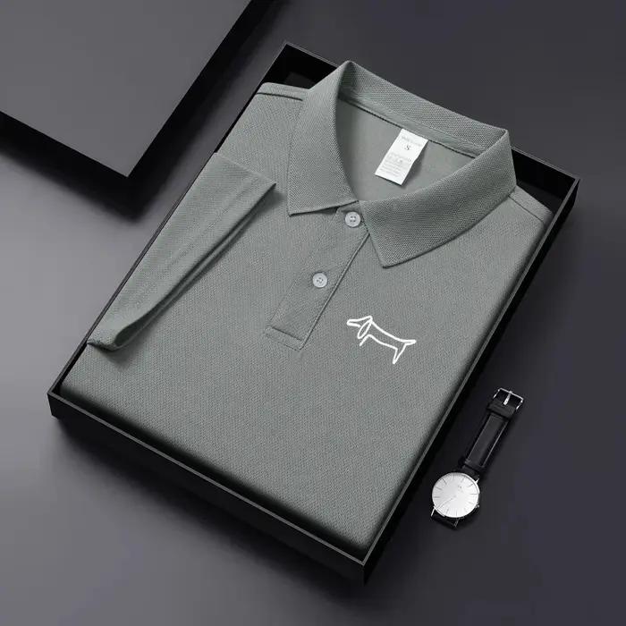 Nouveau T-shirt décontracté à col pour homme en tissu respirant de couleur unie, idéal pour le golf,